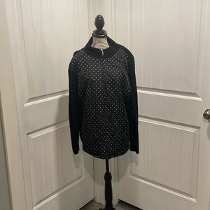 Croft & Barrow 2X Black and White Polka Dot Long Sleeve Jacket